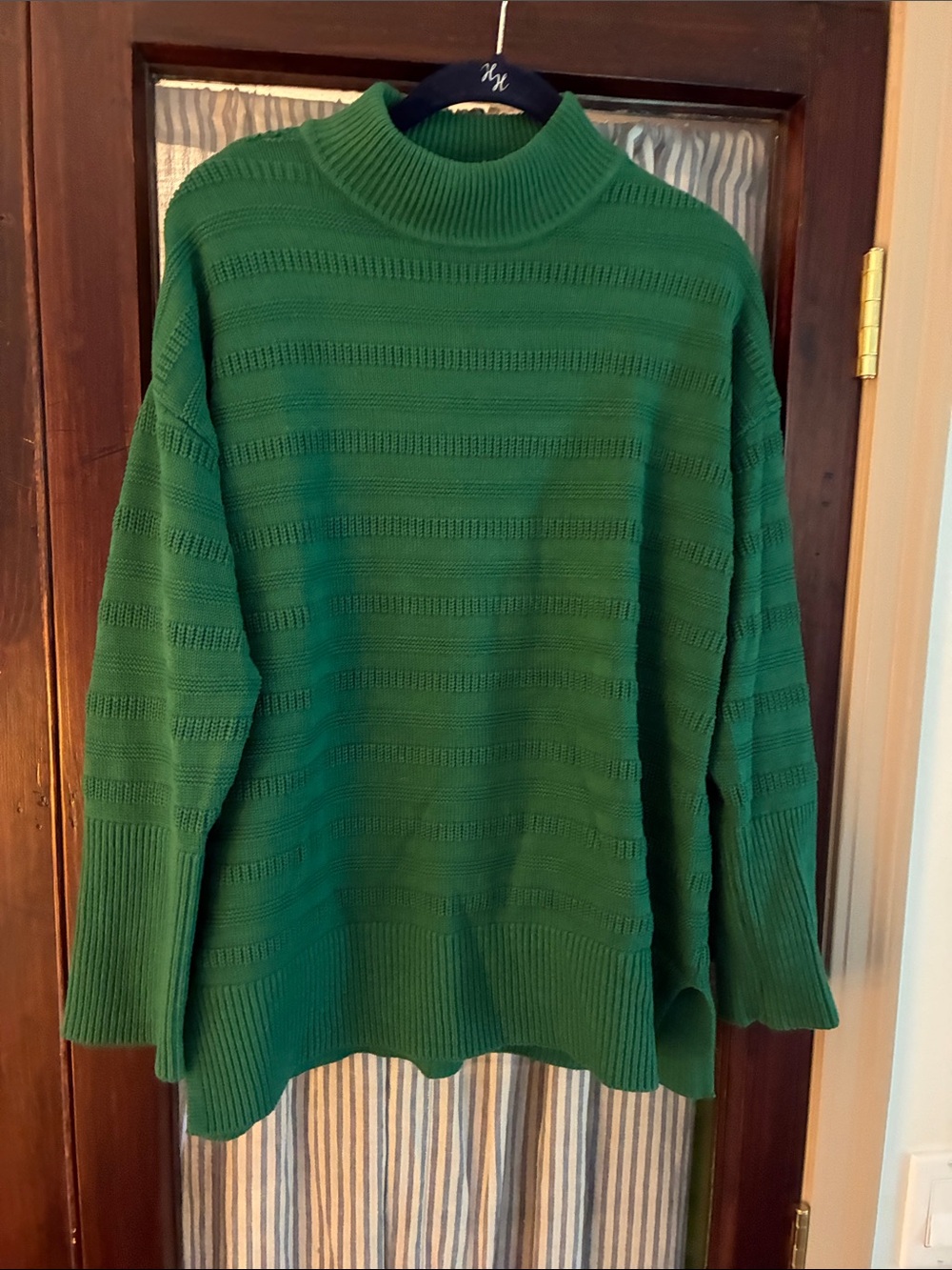 LOFT Green Ribbed Mock Neck Sweater